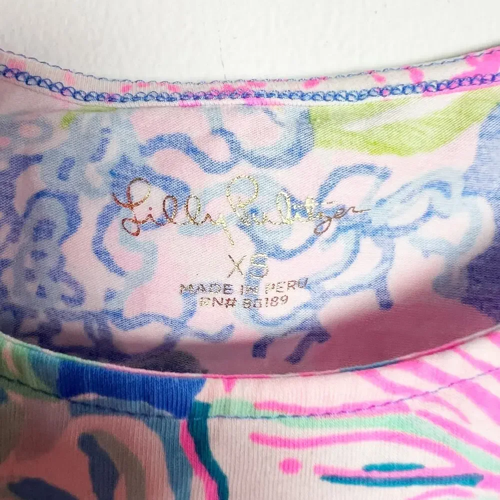 Lilly Pulitzer short sleeve puffs style shirt pink & blue Size Extra Small